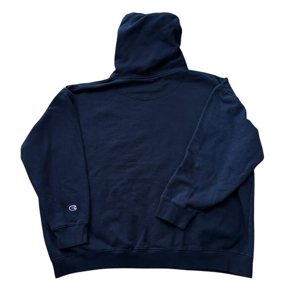 Champion Navy Blue Hooded Sweatshirt Solid Embroidered C on Chest Men's 3XL XXXL - Picture 2 of 7